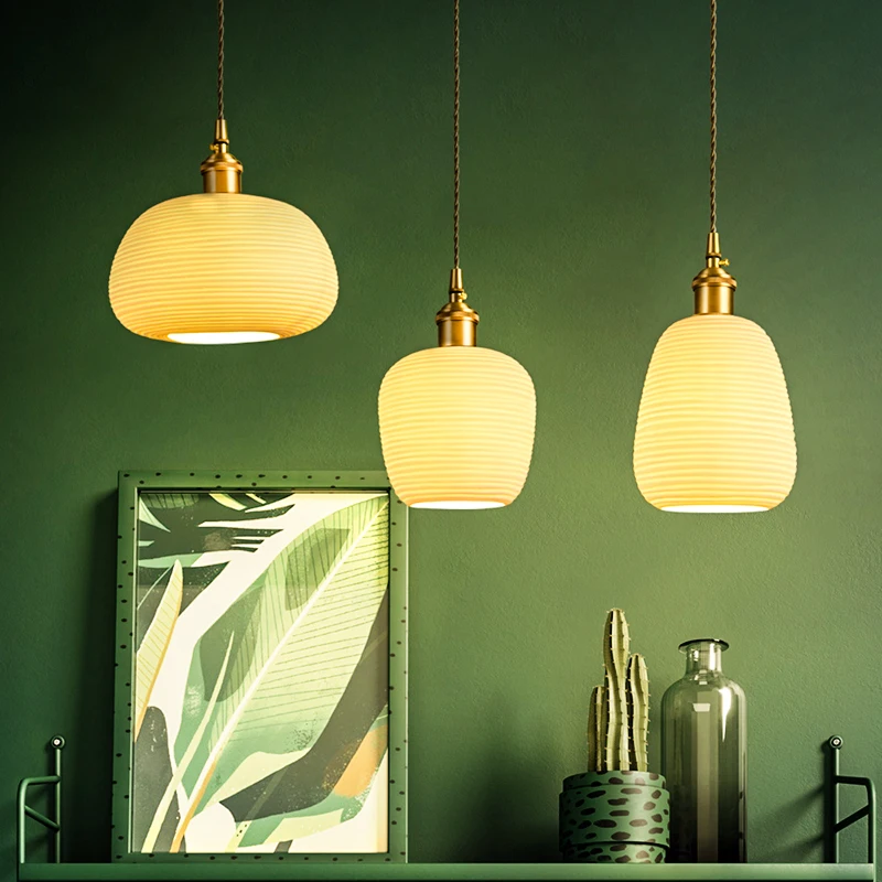 Медные подвесные светильники в японском стиле Керамический потолочный