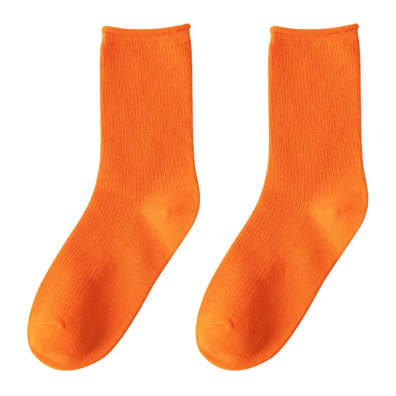 

Hot Sale Simple Womens Colorful Solid Socks Girls Candy Color Fashion Socks Spring And Autumn 100% Cotton Socks Famale Socks