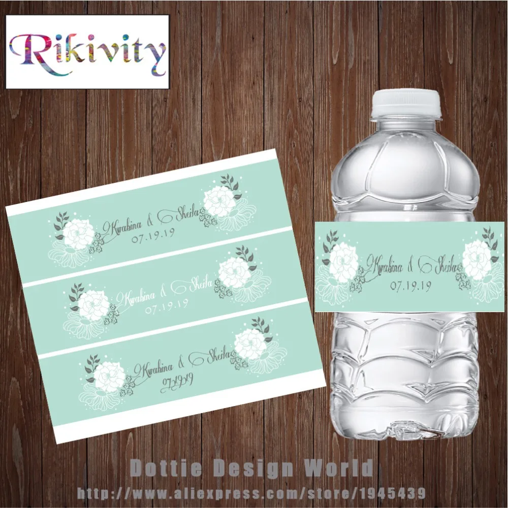 20 шт. мятно белая роза свадебные этикетки на бутылки для воды конфетная обертка