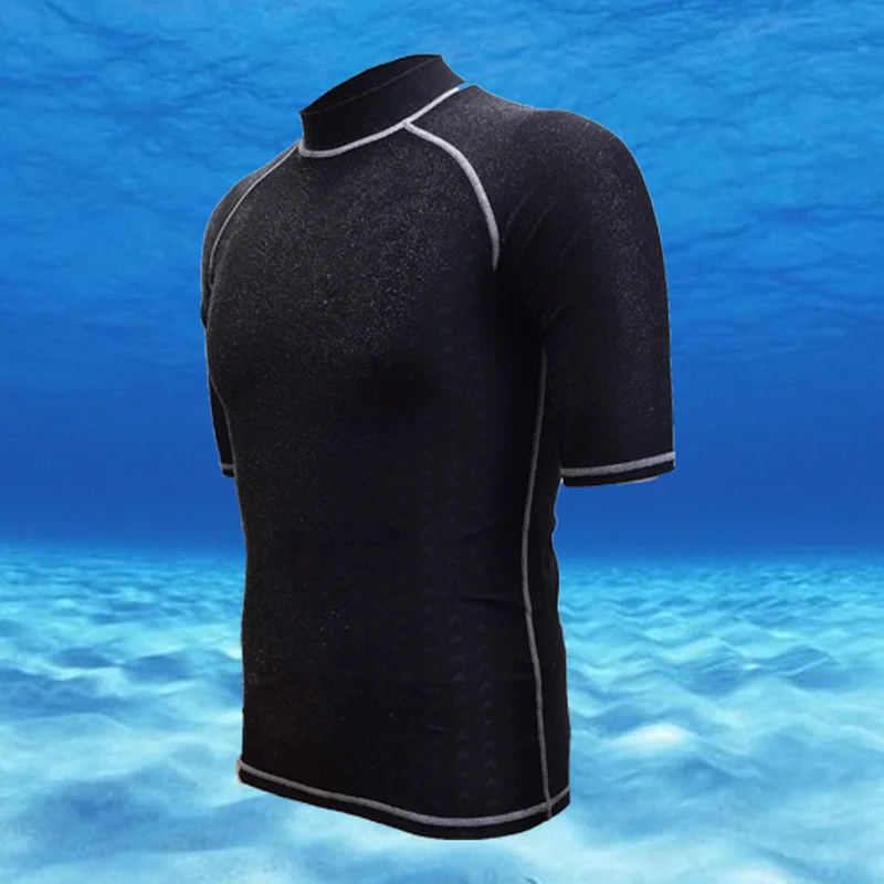 

Quick Dry Diving Skin Suit Surfing Beach Swimsuit Rash guard Short Sleeve Swimwear T-shirt Swimming Men Surf Wetsuit PLUS