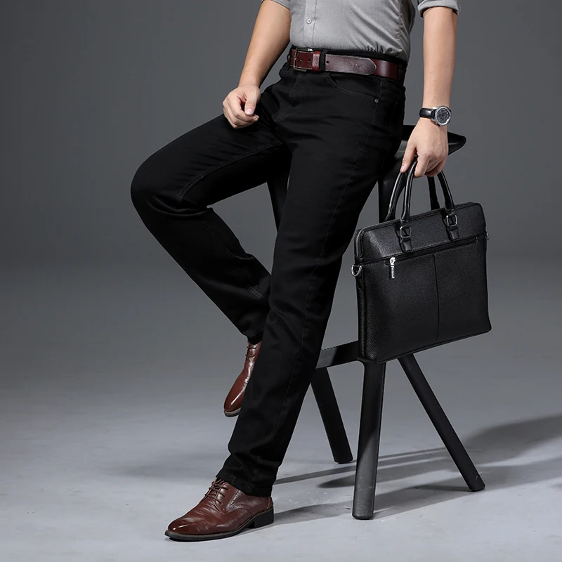 Новинка 2020 повседневные хлопковые черные джинсовые брюки Брендовые мужские