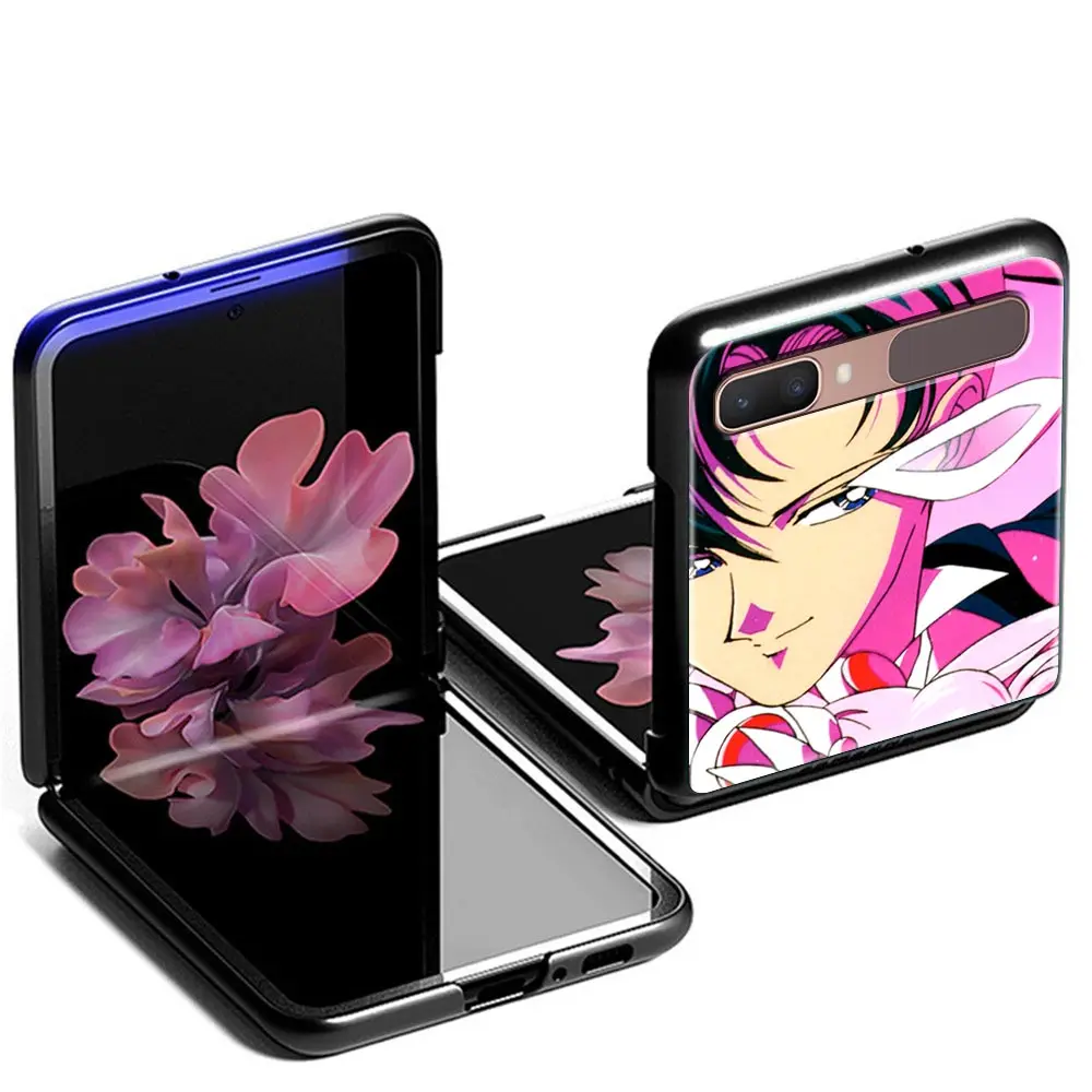 

Case for Samsung Galaxy Z Flip 5G Hard Cases for Galaxy Z Flip 6.7" Black Phone Cover Sailor Moon Amine