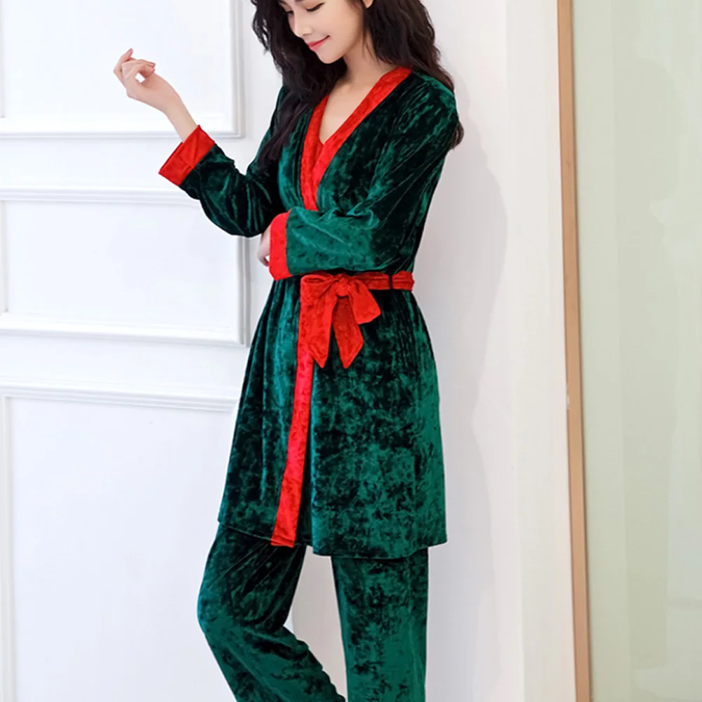 Женская пижама золотые бархатные зимние пижамы для женщин 2019 Осень Зима теплые