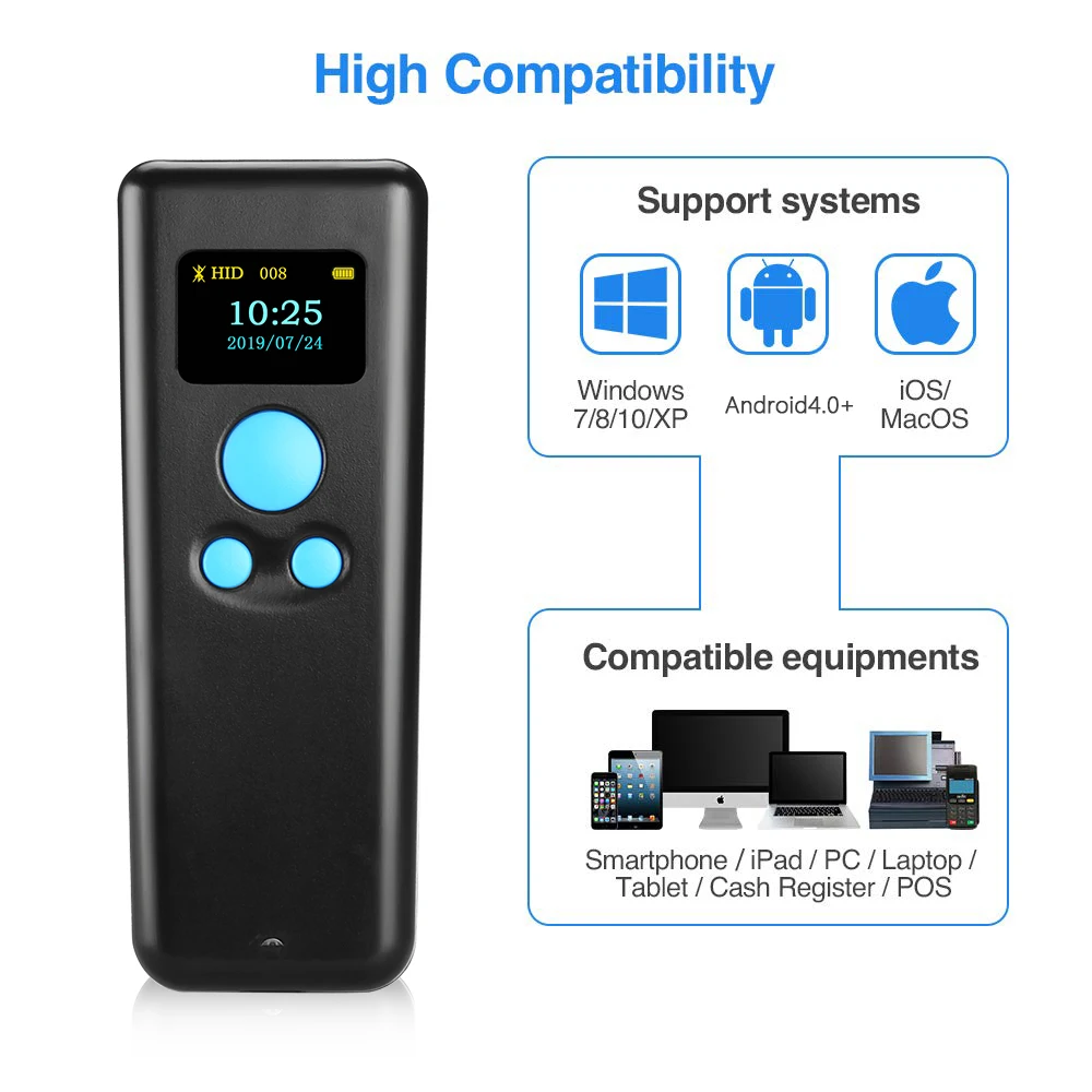Eyoyo BT55 портативный 1d высокоскоростной Ручной bluetooth Штрих Код QR код 3 в 1 сканер
