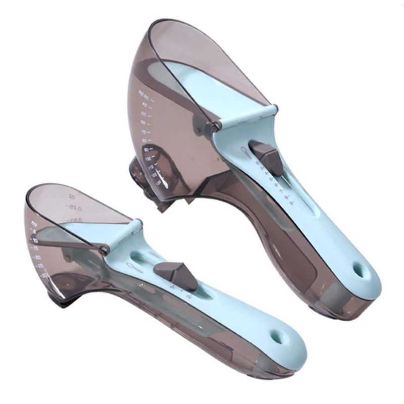 

2Pc/Set Measuring Cups Adjustable Measure Spoons Multifunctional Solid Powder Liquid Cooking Practical Measuring Cups