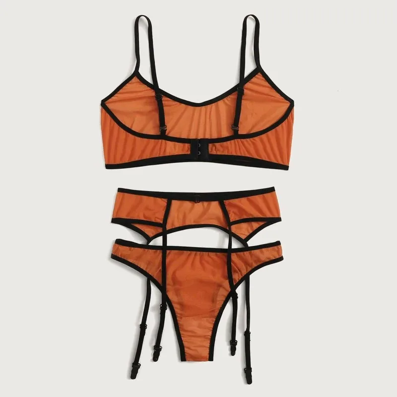 Сексуальное нижнее белье с подвязками комплект из 3 предметов бюстгальтер и