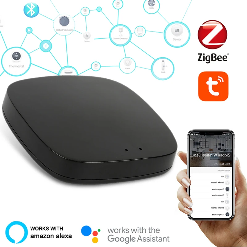 

Tuya Zigbee Gateway Hub Smart Home Zigbee 3.0 Bridge 2.4G WIFI Remote Control Zigbee Devices Via Smart Life APP Work with Alexa