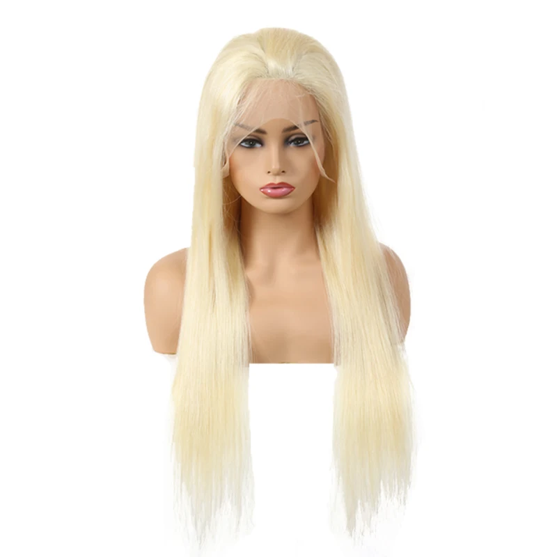 13x6 613 Blonde 13x4 Синтетические волосы на кружеве закрытие парик необработанные натуральные человеческие бразильские прямые волосы черный натуральный блондин 613 Цвет 150% Плотность - Цвет: 13x6 613 Blonde