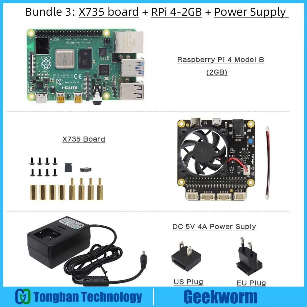 Bundle 3 Raspberry Pi 4 Модель B X735 управление питанием и автоматическое охлаждение плата расширения с безопасным выключением 5 В Макс, 8А выход для Raspberry Pi - Цвет: Bundle 3