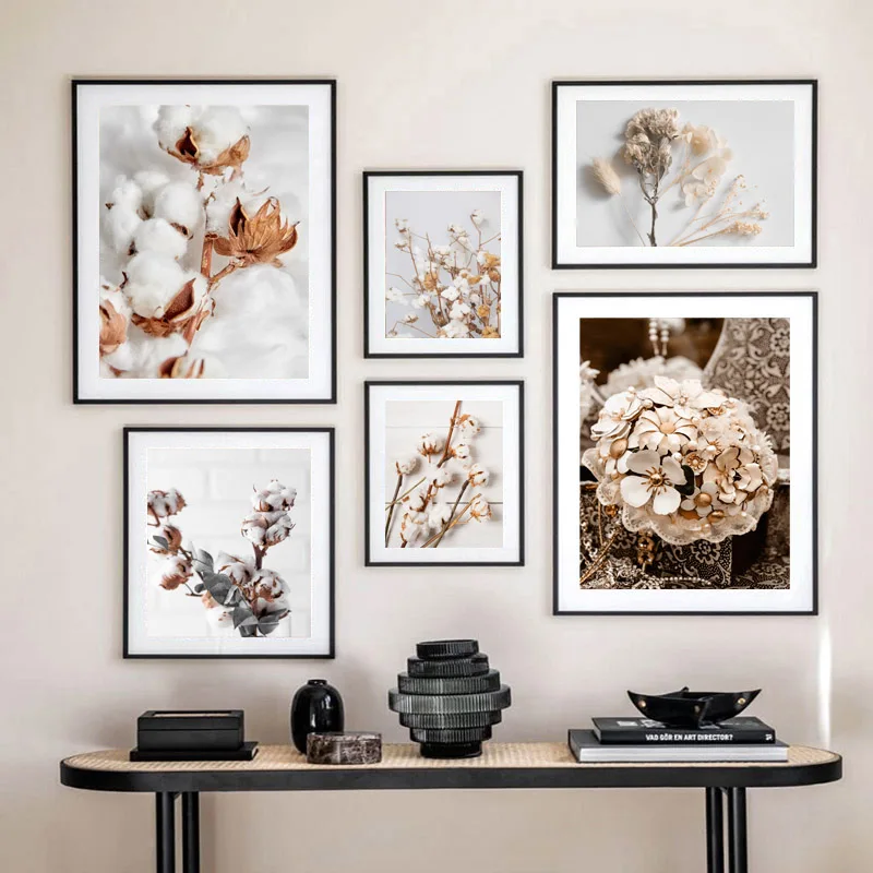 Autumn Plants Flower Cotton Wall Art Canvas Painting Nordic Prints Decor Pictures For Posters Aesthetic Room Decorative | Дом и сад