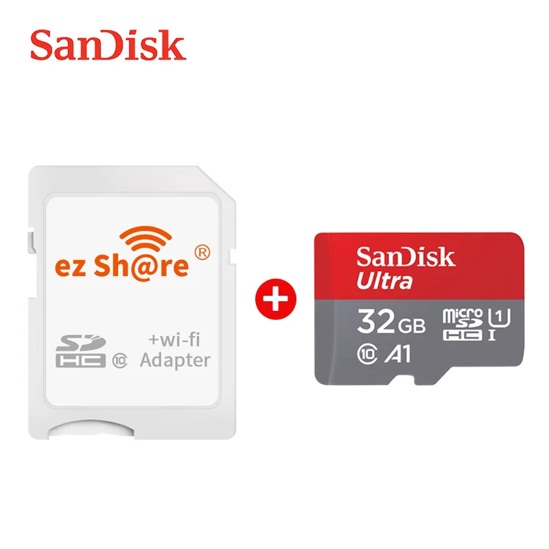 A1 32G-EZ Ezshare беспроводной wifi адаптер+ SanDisk Ultra 16 ГБ 32 ГБ класс 10 TF карта памяти Micro SD карта 64 Гб 128 Гб карта памяти - Емкость: A1 32G-EZ