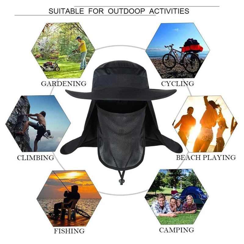 Съемный чехол для шеи с откидной крышкой лица шляпа широкими полями рыбалки