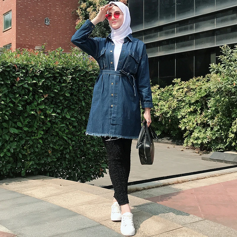 Женское джинсовое пальто Siskakia однобортная однотонная Верхняя одежда со