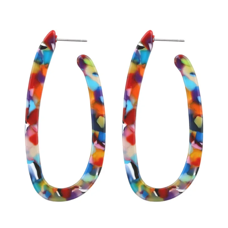 

Acrylic Earrings Fashion New Factory Direct Sales Big Trend Ear Jewelry Hot Sale Acetate Plate U-shaped Leopard Earrings Women