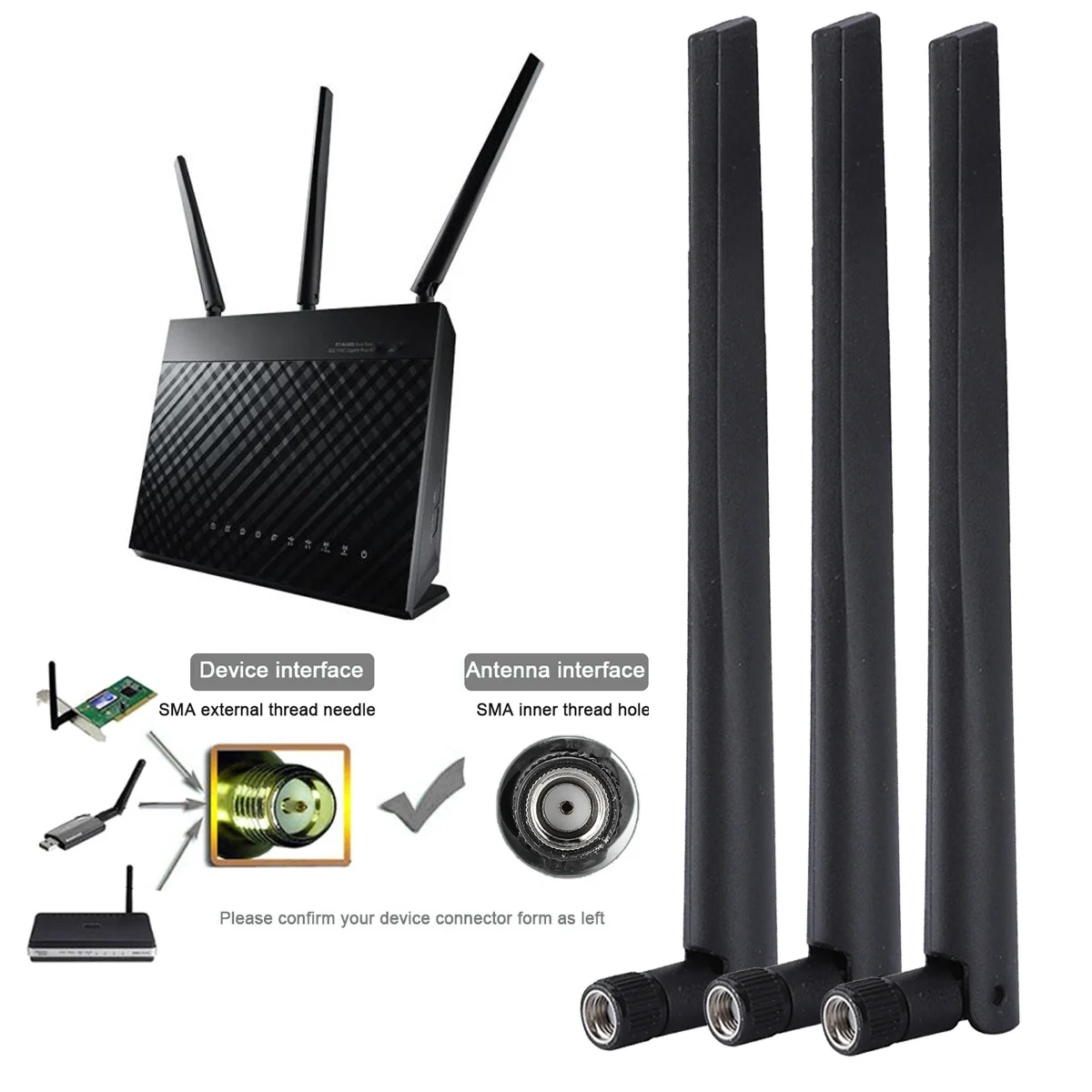 

SOONHUA 3pcs Antenna External Antennas Wireless Network Card Antenna For WiFi Routers