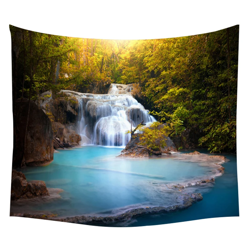 Psychedelic Tapestries Watercolor Green Forest Tree Hole Landscape Wall Hanging Couches Love Home Decoration Bedspreads Custom | Дом и сад
