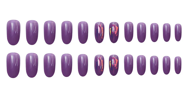

Medium And Long Fake Nails Deep Purple Colored Glaze Wear Nail Stickers Finished Nails 24 Pieces With Glue Nail Sticker