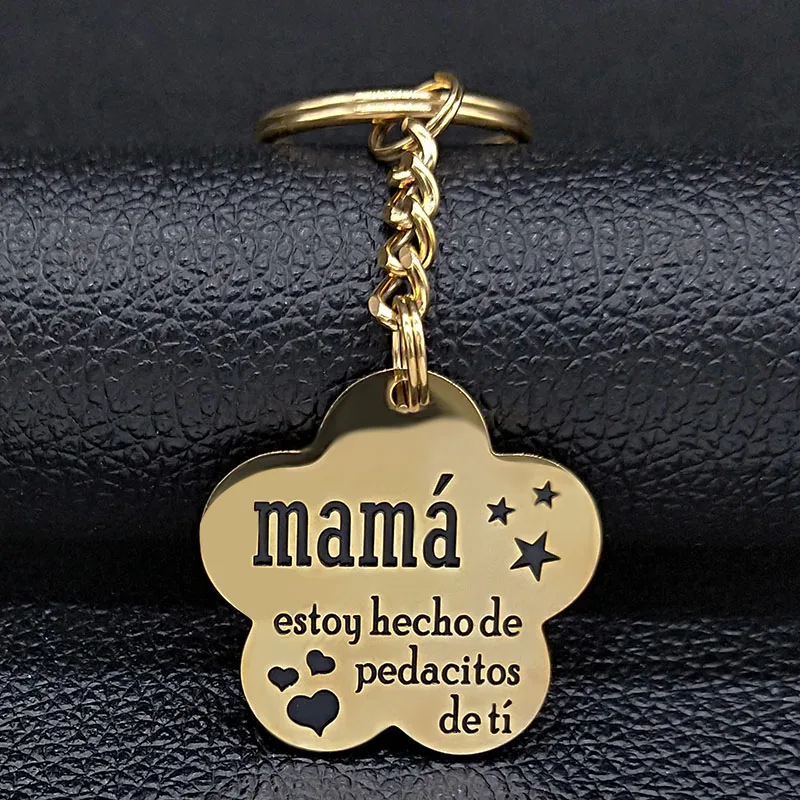Hecho for boy GD Модные Mama брелки из нержавеющей стали для женщин цветок письмо серебряный цвет Подарочный Брелок dia de la madre K77362B - Цвет: Hecho for boy GD