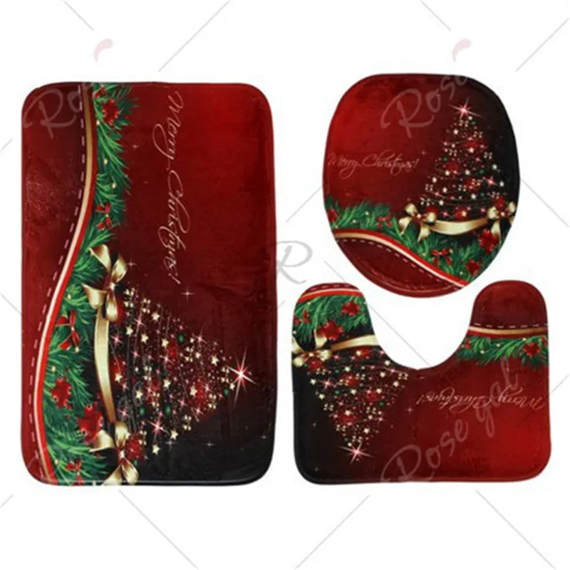 3 шт./компл. Рождество крышку унитаза Ванная Комната Non-Slip Санта Клаус пьедестал
