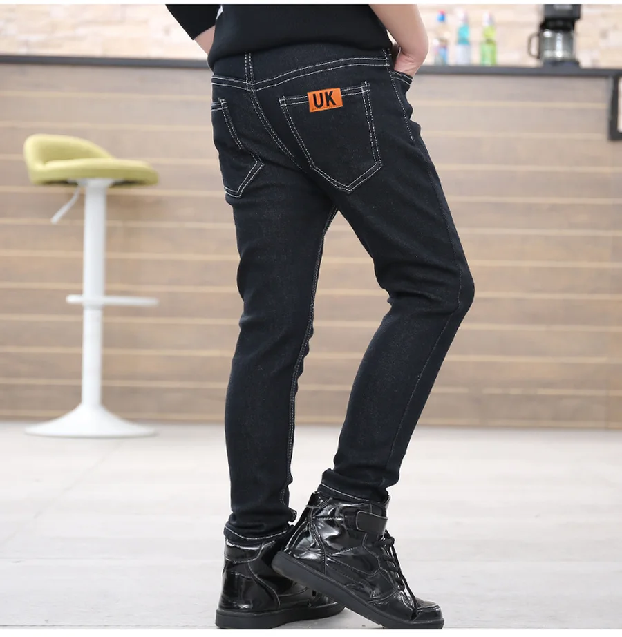 Зимние джинсы для мальчиков плотные флисовые штаны Детские теплые зимние с