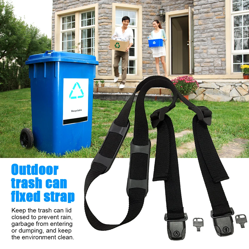 

Bin Strap Wear Resistant Public Places Outdoor Adjustable Belt Webbing Garbage Lock Rope Park Trash Can Lid Preventing Messy