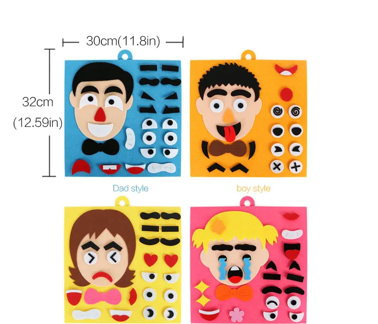 1 set of children's toys DIY mood change jigsaw puzzle recognition facial expressions learning toy children jigsaw teaching mate