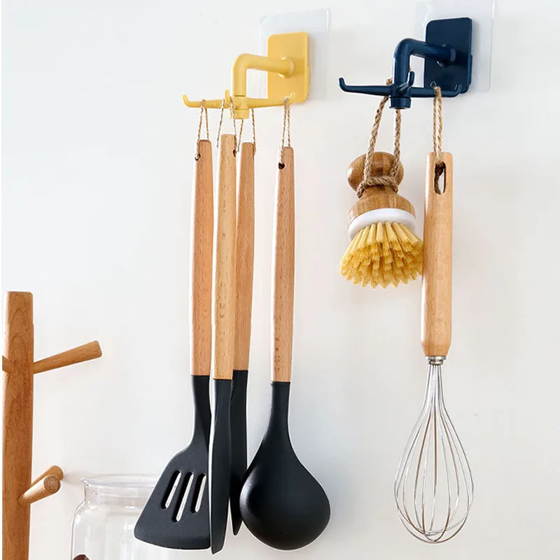 

2021 New Creative Multifunctional Rotatable Hook 360° Rotating Wall Hanging Non-porous Hook Household Kitchen Storage Supplies