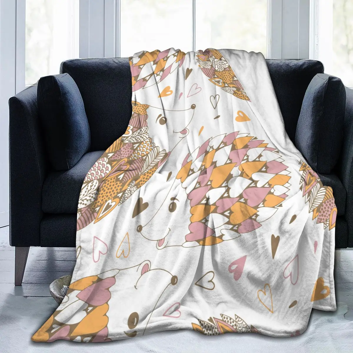 

Flannel Blanket Cute Hedgehog Ultra-Soft Micro Fleece Blanket for Bathrobe Sofa Bed Travel Home Winter Spring Fall