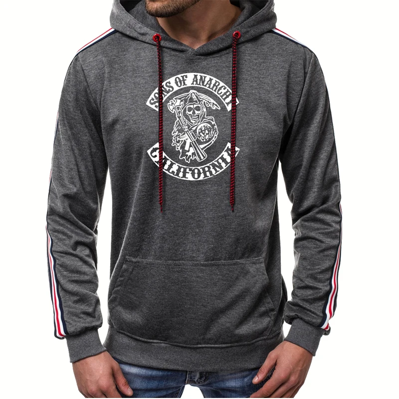 

Casual Men's pullover SOA Sons of Anarchy Skull Printing Spring Autumn Cotton Men's hooded High Quality Men's pullover