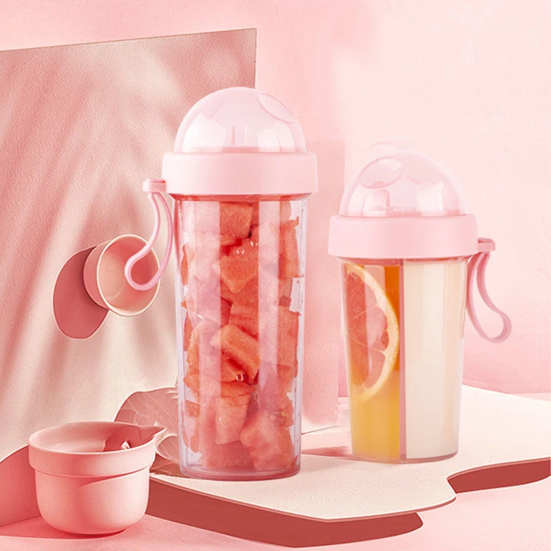 

420/600ml Double-tube opening design Kitchen Supplies Outdoor Travel Creative Dual-use Water Bottle Drinking Cup Couples Gift