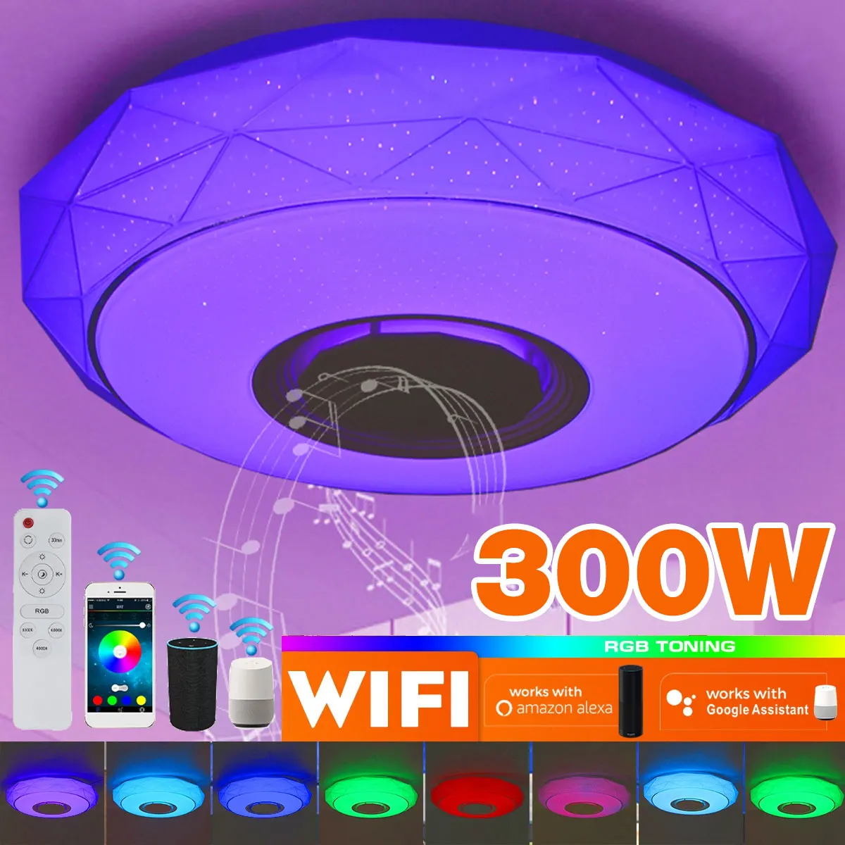 

300W 40CM Modern RGB LED Ceiling Lights Home lighting APP bluetooth Music Light Bedroom Lamps Smart Ceiling Lamp+Remote Control