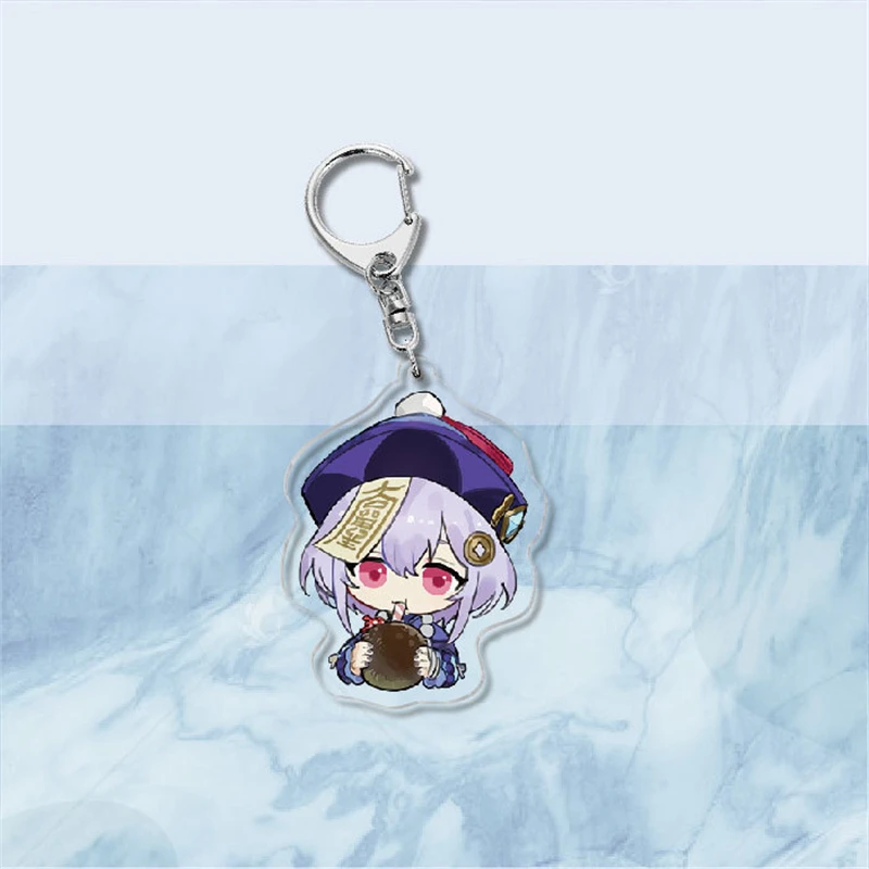 Милый аниме Genshin ударопрочный брелок Zhongli Chongyun Aether Kawaii Baizhu подарок мальчик