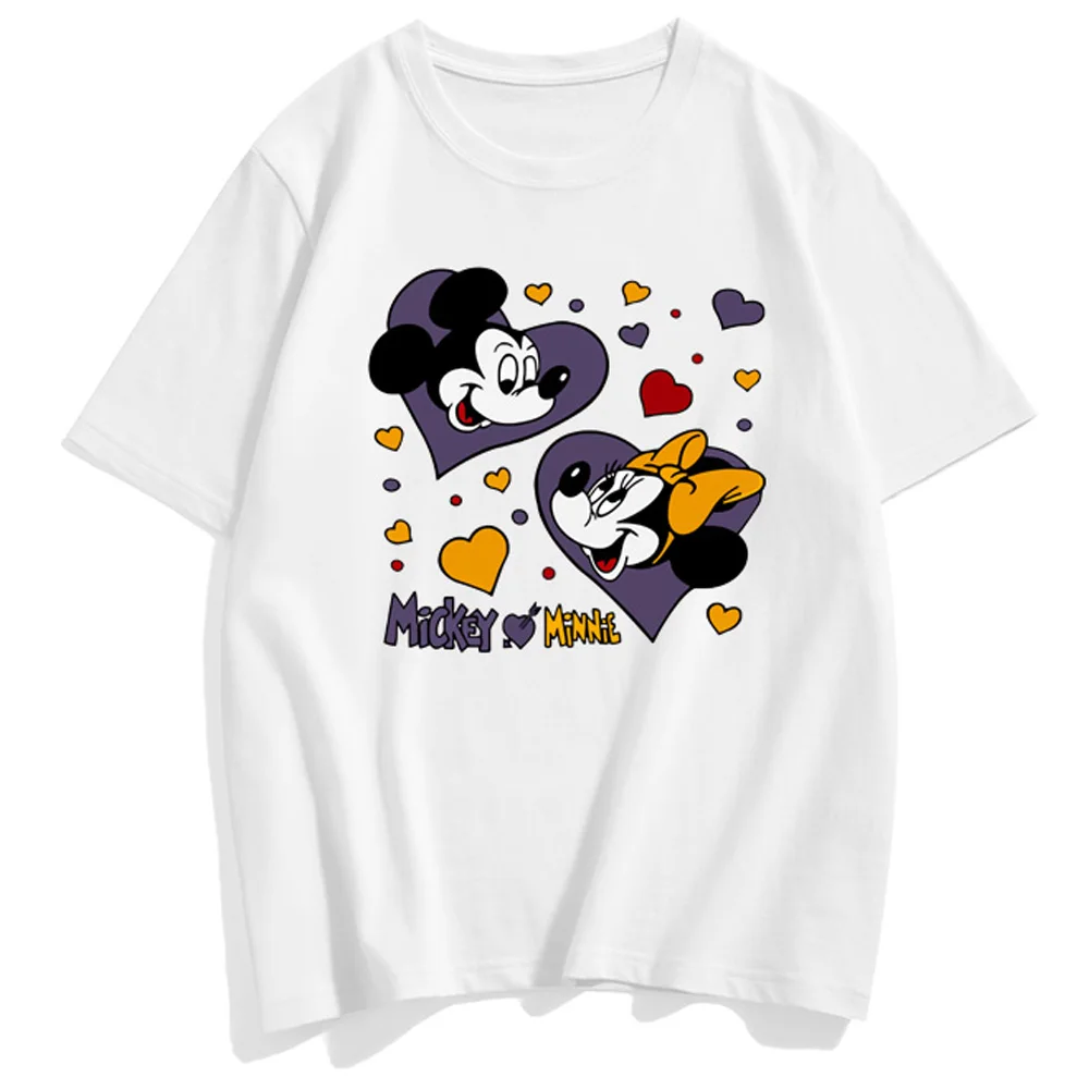 Дисней милые пары унисекс Женские футболки Минни Микки Маус Любовь мультфильм