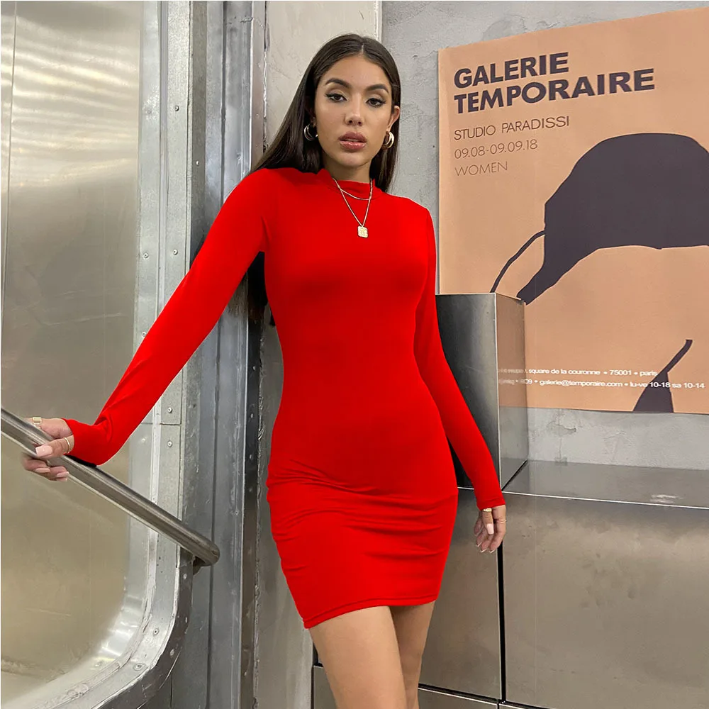 

Sexy Slim Ruched Mini Dress Woman Winter Autumn Long Sleeve O-neck Bodycon Evening Party Dresses Women Fashion Elegant Clubwear