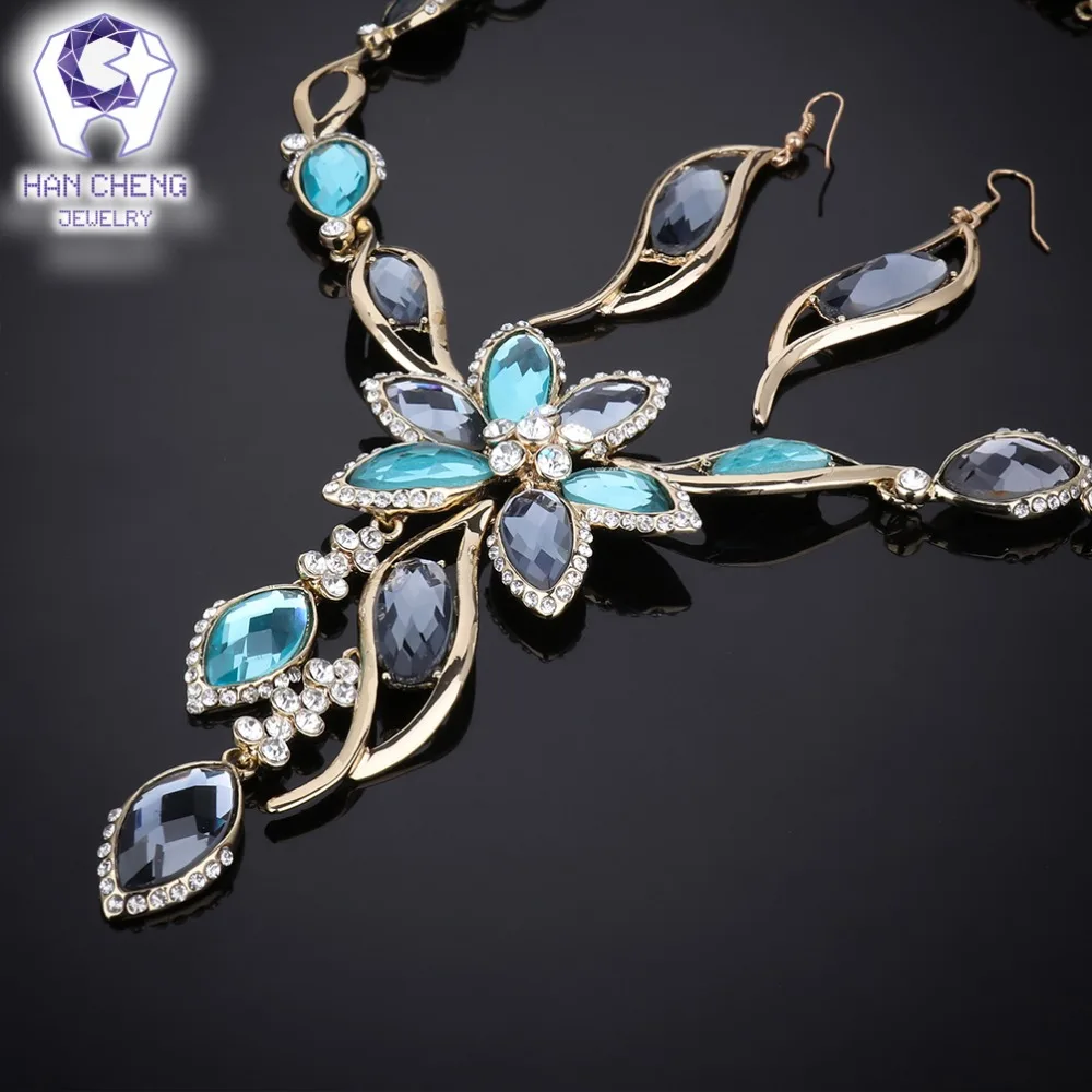 Модное популярное ожерелье HanCheng с подвеской в виде цветка Стразы кристаллами