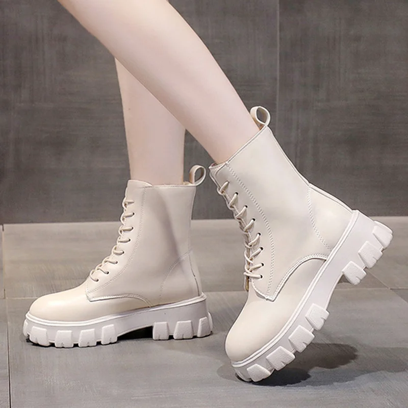 

Autumn NewWomen'sThick-soled Ankle Boots, Autumn and Winter Warm Plush Boots, Ladies Lace-up Boots, Women's Fashion Casual Shoes
