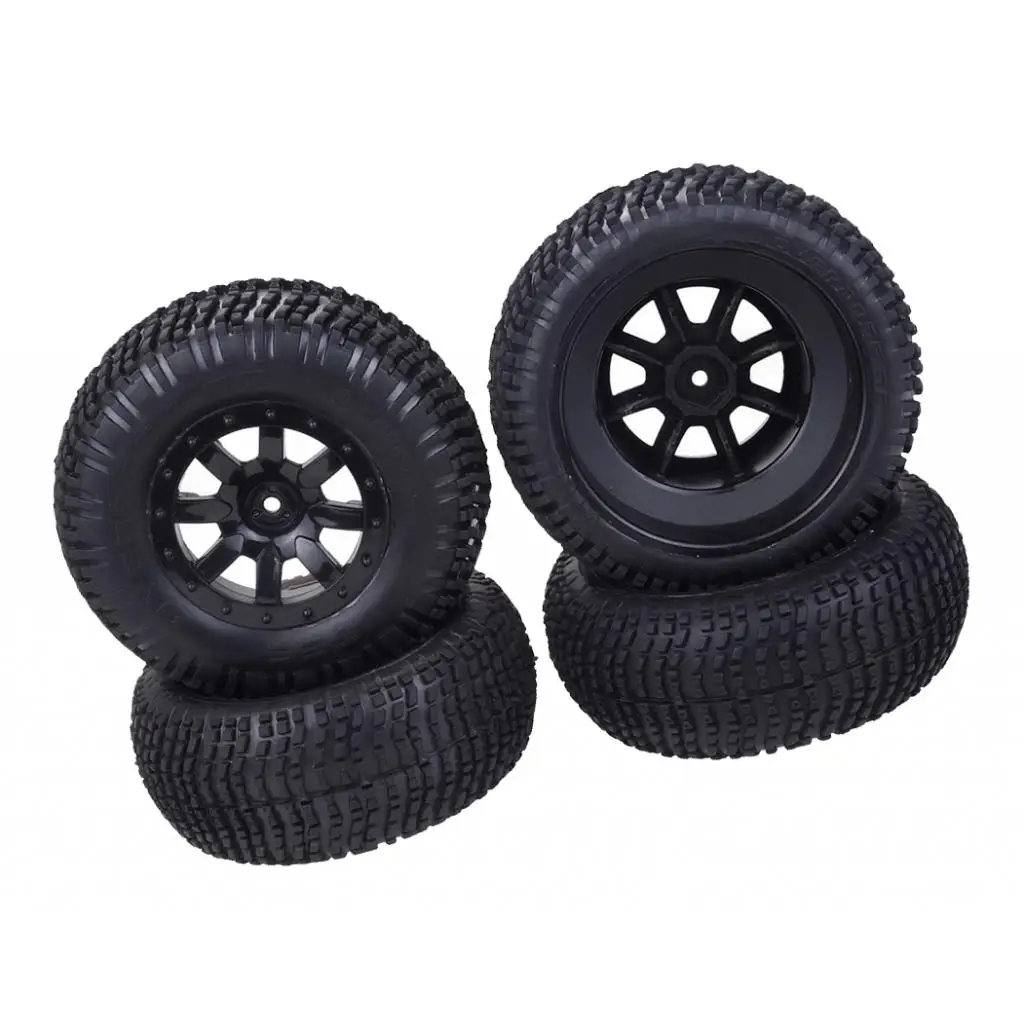 

Set of 4 Rubber Tires & Wheel Rims for 1:10 Short Course Truck RC Car Front or Rear - Durable & Long Lasting