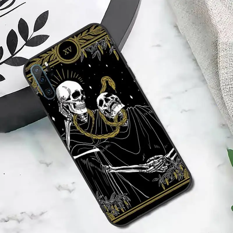 

Grim Reaper skull Tarot card pattern Phone Case For Huawei honor Mate P 10 20 30 40 i 9 8 pro x Lite smart 2019 nova 5t