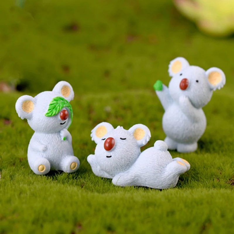 Micro Landscape Resin Koala Creative Figurine Simulation Cartoon Decorations Decorative Gift Accessories Fairy Garden Miniatures | Дом и сад