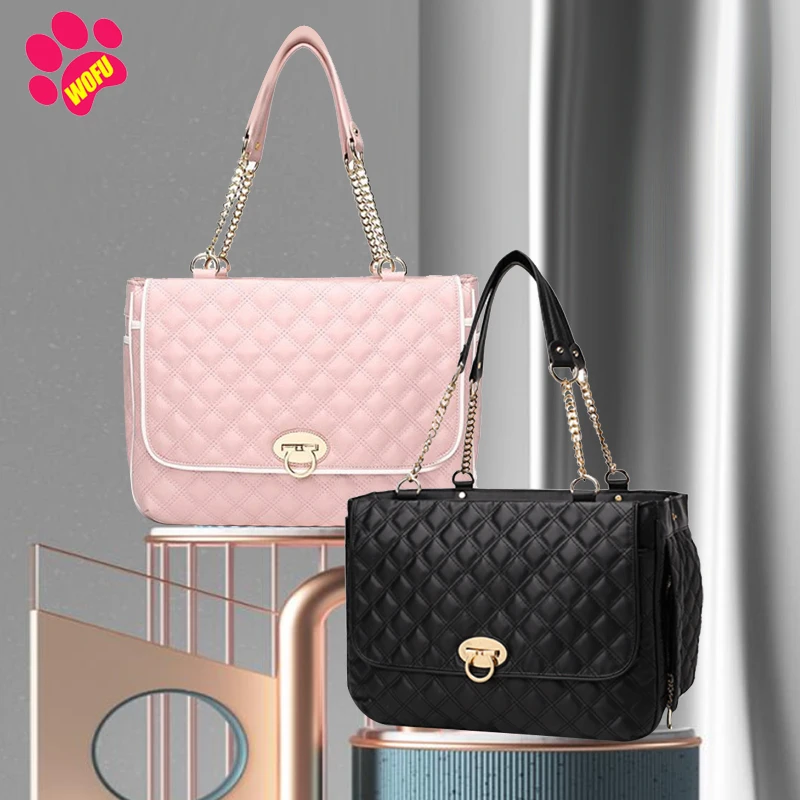 

WOUWOFU Elegant Style Luxury Pet Carrier, Waterproof Premium PU Leather Carrying Handbag，Puppy Small Dog Carrier, Cat Bag