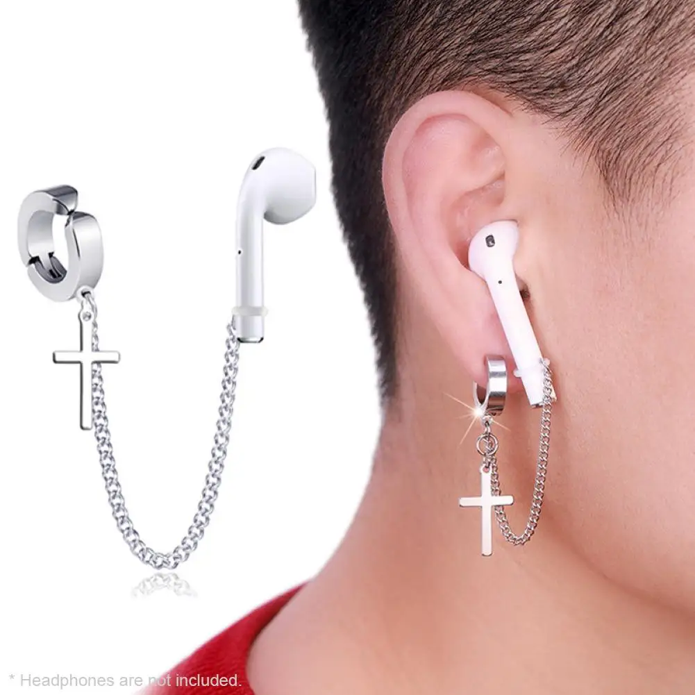 

Stylish Earphones Anti-loss AirPods 1/2 Earrings Titanium Steel Protective Chain Earrings for AirPods 1/2 Unisex Earphone Decor