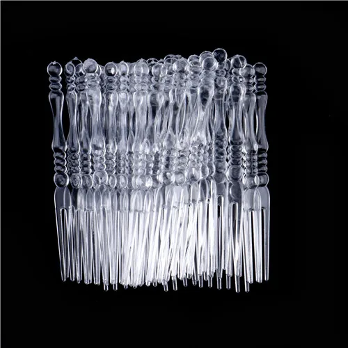 

50pcs Mini Clear Transparent Disposable Forks For Party BBQ Sticks Picks Skewer Set Home Dining Plastic Food Cake Fruit Fork