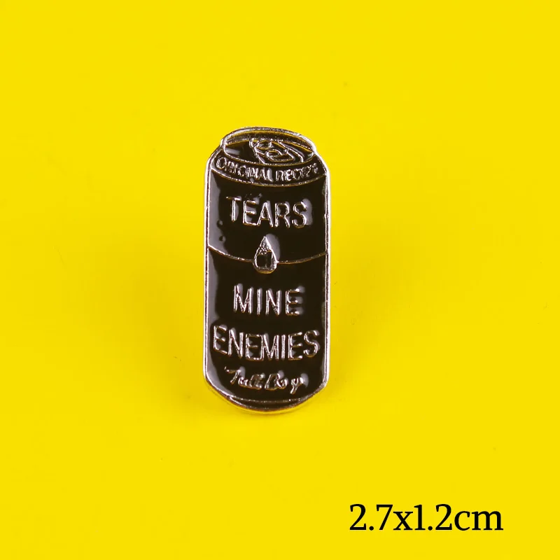 Булавка в форме банки черные эмалированные булавки-броши милого врага
