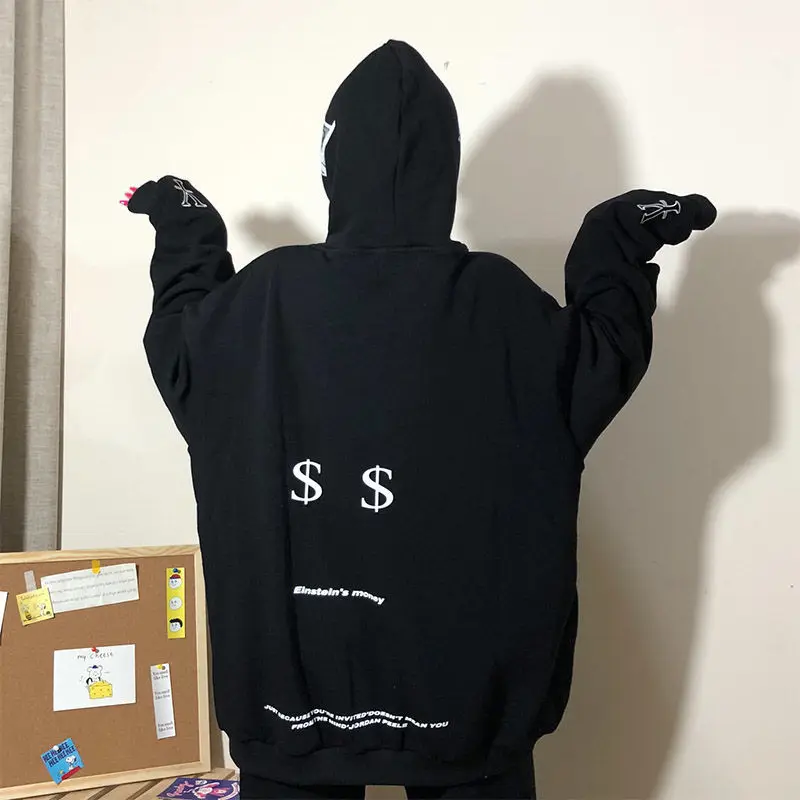 

Oversized Hoodies Sweatshirts Fleece Cool Dollor Money Women Hoodie Streetwear Cool Harajuku BF Style Black Hoodies Pullover