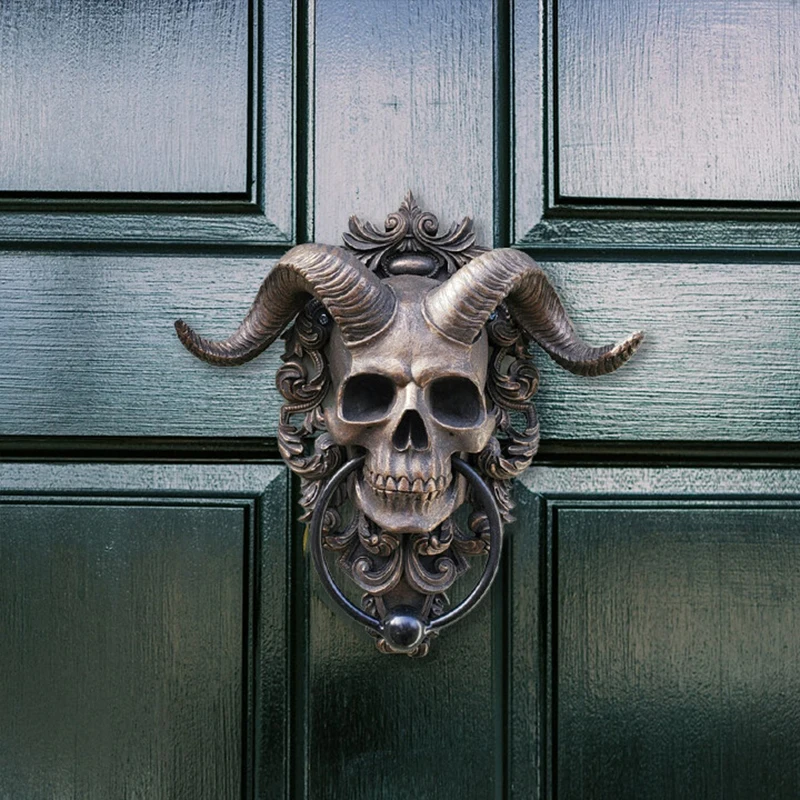 

Hot Horned God Skull Hanging Door Knocker So Cool And Mysterious Resin Door Decor