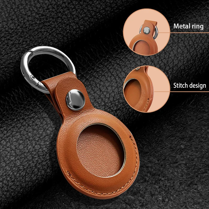 

Leather Key Ring for Apple Airtags Case Protective Cover Bumper Shell Tracker Accessories Anti-Scratch Air Tag Keychain Case