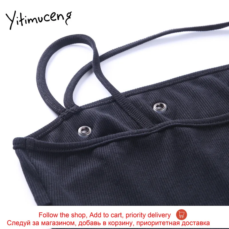 

Yitimuceng Crop Tops Women Clothes Korean Fashion Black Summer 2021 Strapless Fitted Tank Top Strapless New Patchwork Camis Sexy