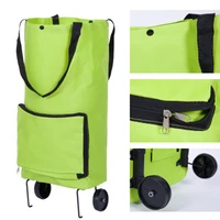 folding shopping bag collapsible shopping trolly tugboat shopping cart reusable shopping bag high capacity green bag with wheels