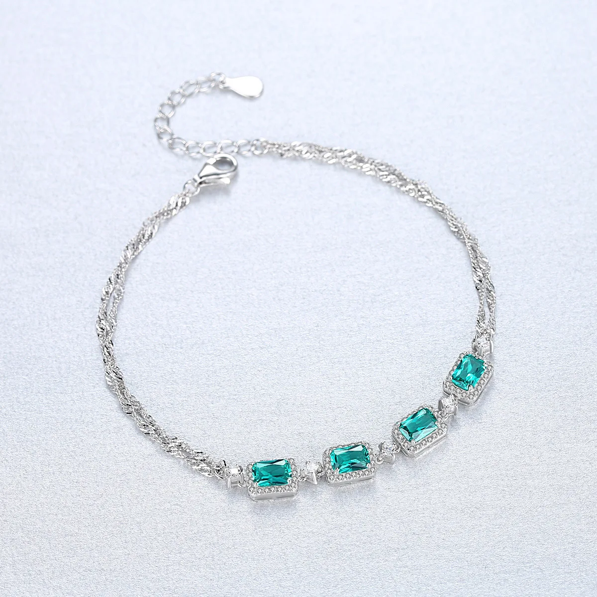 

Shipei 100% 925 Sterling Silver Emerald Created Moissanite Diamonds Gemstone Wedding Fine Jewelry Romantic Cute Charm Bracelets