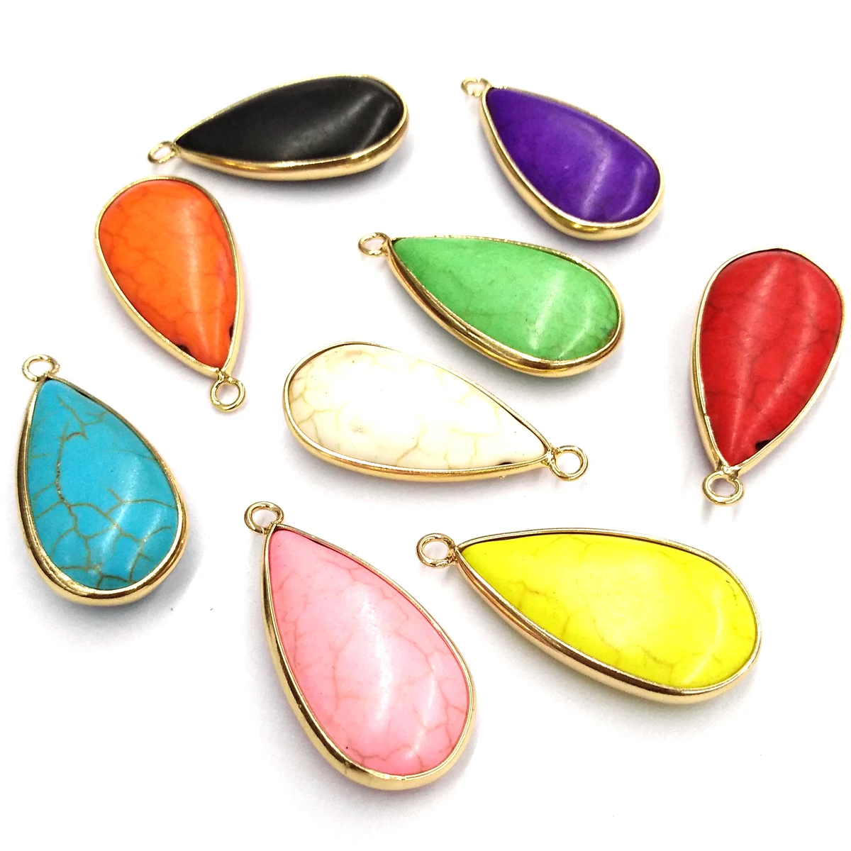 

Natural Stone Colorful Turquoises Pendants Water drop shape Pendant for Jewelry Making Diy necklace accessories Size 16x34 mm